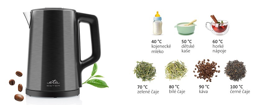 Rychlovarná konvice ETA Ester 4597 90000, regulace teploty