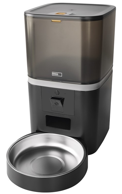 Chytré krmítko EMOS GoSmart Pet Care s kamerou, 6 l, Wi-Fi černé