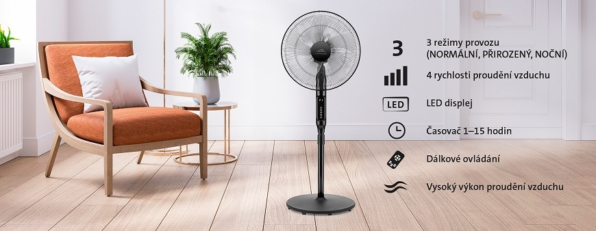 Ventilátor stojanový ETA Naos 2607 90000 černý Ventilátor stojanový ETA Naos 2607 90000 černý