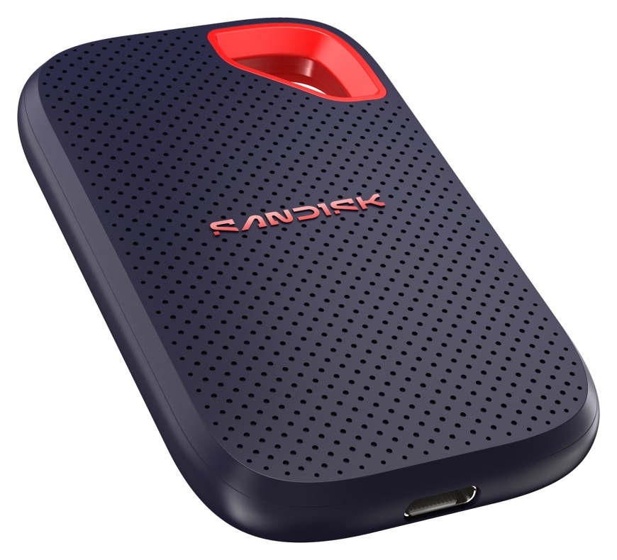 Detail externího SSD SANDISK Extreme Portable s USB-C konektorem