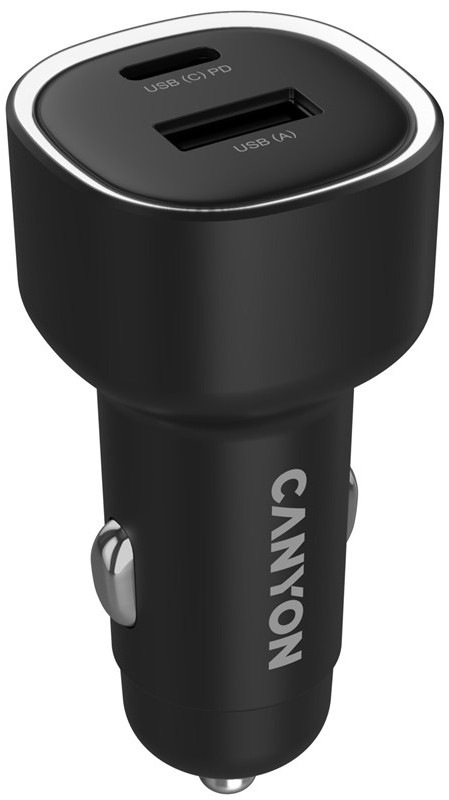 Adaptér do auta Canyon OnDrive 85 PD 83W USB-A+USB-C v černé barvě
