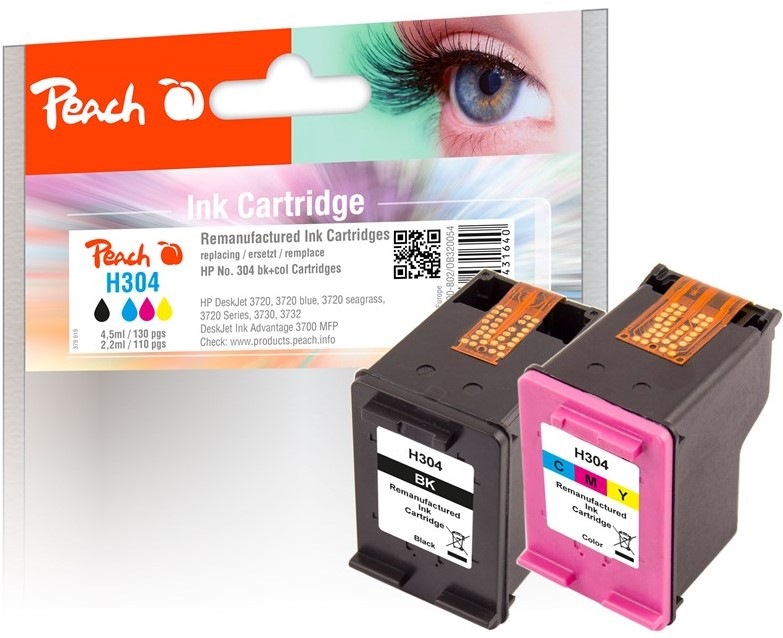 Inkoustová náplň Peach HP 304, MultiPack, 120/110 stran - CMYK