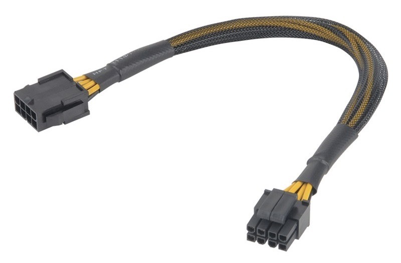 Kabel AKASA 8 Pin(M) na 8 Pin(2x 4 Pin) (F), 30 cm černý