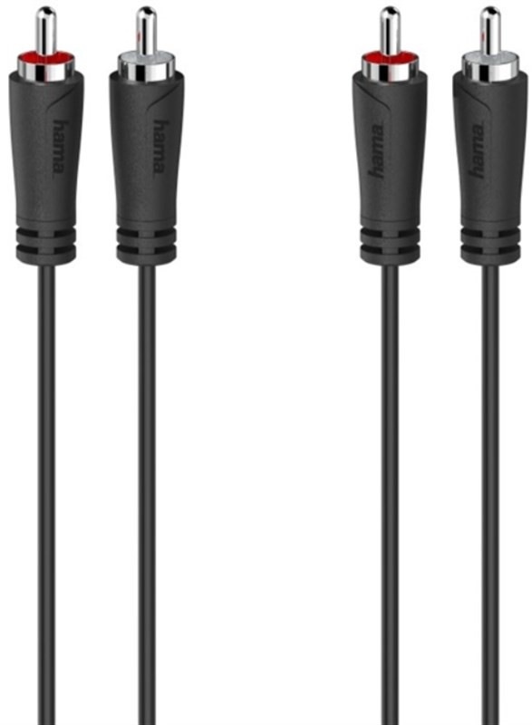 Kabel Hama audio, 2x Cinch/2x Cinch, 3m - černý