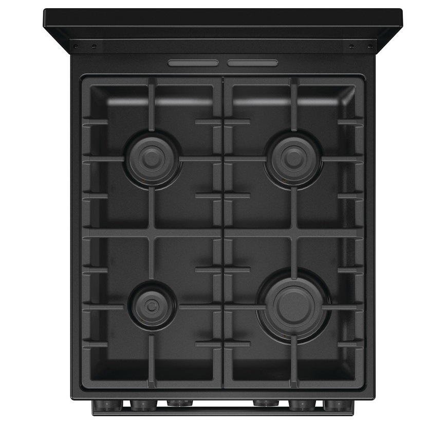 Kombinovaný sporák Gorenje MEKS5141BM, černá, plynová varná deska a litinové mřížky ProGrids