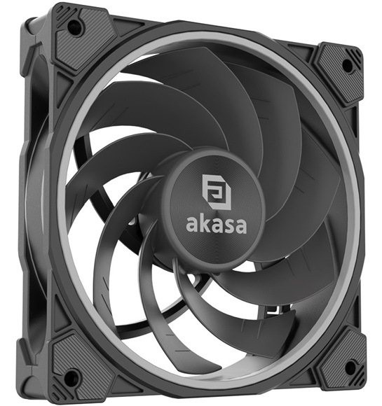 Ventilátor AKASA SOHO AR12 Reverse Blade, 120 mm, ARGB, PWM černý Detail obrázku ventilátoru.