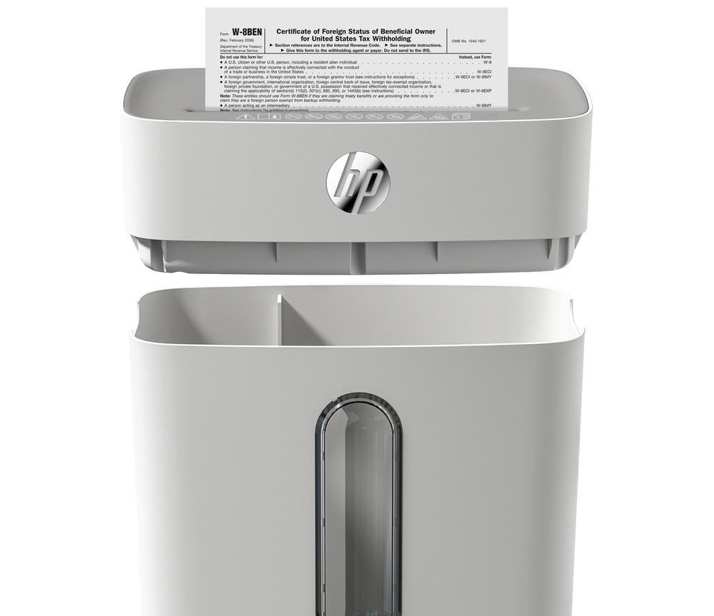 Skartovač HP OneShred 8CC bílý Skartovač HP OneShred 8CC obsahuje sběrný koš o objemu 15 litrů