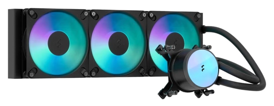 Vodní chladič FRACTAL DESIGN Radius 360 RGB Black černý Vodní chladič FRACTAL DESIGN Radius 360 RGB Black s 360mm radiátorem, třemi ARGB ventilátory a blokem pumpy