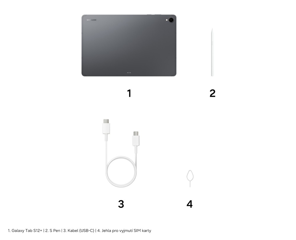 Dotykový tablet Samsung Galaxy Tab S12+ 12 GB / 256 GB + dotykové pero šedý Obsah balení Samsung Galaxy Tab S12+