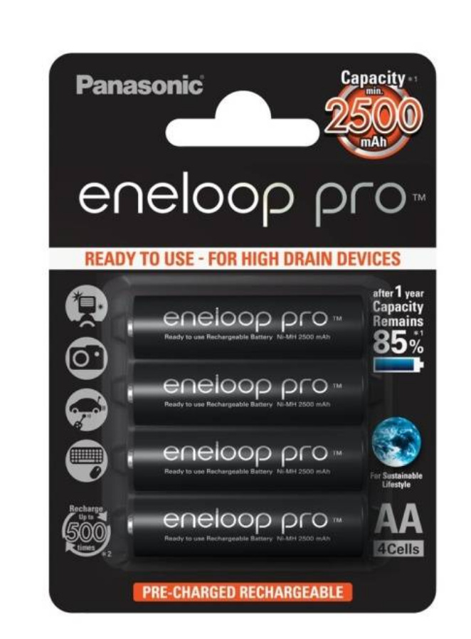 Baterie nabíjecí Panasonic Eneloop Pro AA, HR06, 2500mAh, Ni-MH, blistr 4ks