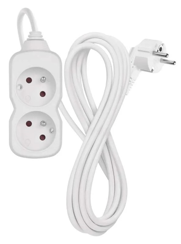 Kabel prodlužovací EMOS 2 x zásuvka, 3m bílý