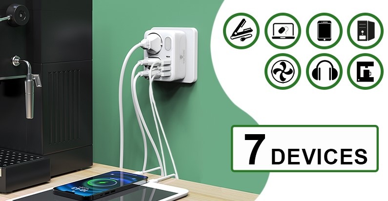 Rozbočovací zásuvka Viking AC34, 3x zásuvka, 3x USB, 1x USB-C bílá Rozbočovací zásuvka Viking AC34, 3x zásuvka, 3x USB, 1x USB-C bílá