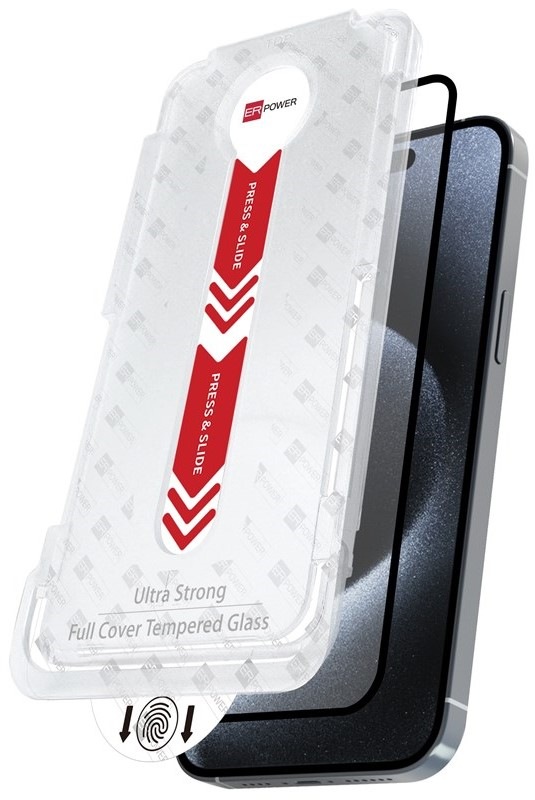 Tvrzené sklo ER Power ER GLASS Full Cover Easy Install na Apple iPhone 16 Pro Max