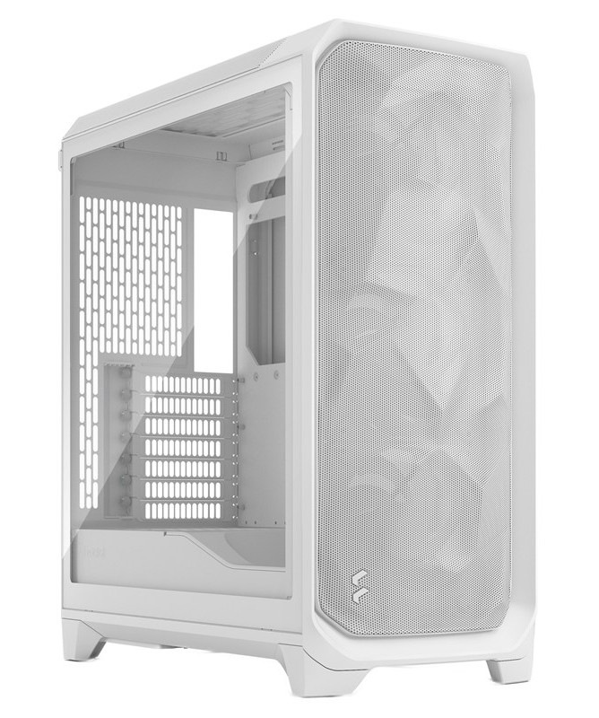 Počítačová skříň FRACTAL DESIGN Meshify 3 TG, bílá barva.