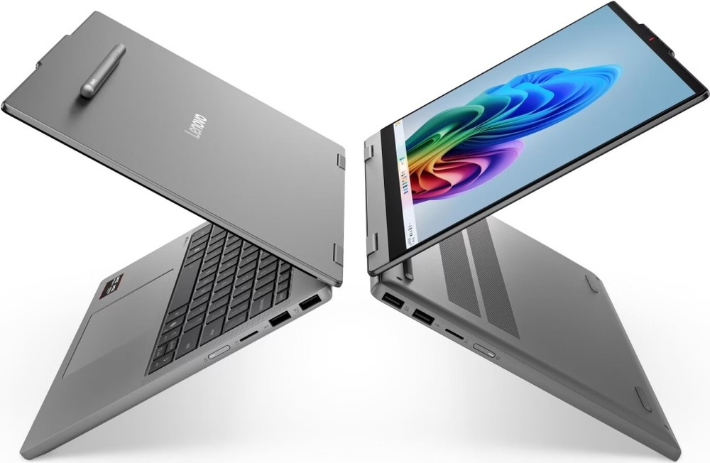 Pravá a levá strana notebooku 2 v 1 Lenovo IdeaPad 5 s různými porty