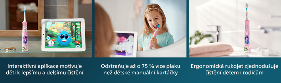 Zubní kartáček Philips Sonicare For Kids HX6352/42 růžový Philips HX6352/42 Sonicare For Kids