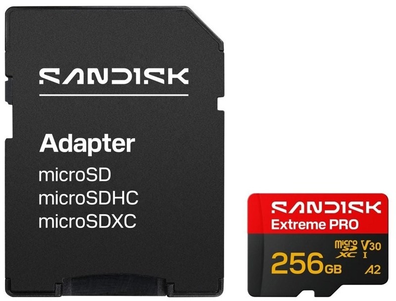 Paměťová karta microSD SANDISK Extreme PRO 256GB s adaptérem