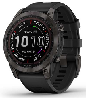 Chytré hodinky Garmin fenix 7 Sapphire Solar - Titan Carbon Gray/Black Silicone Band