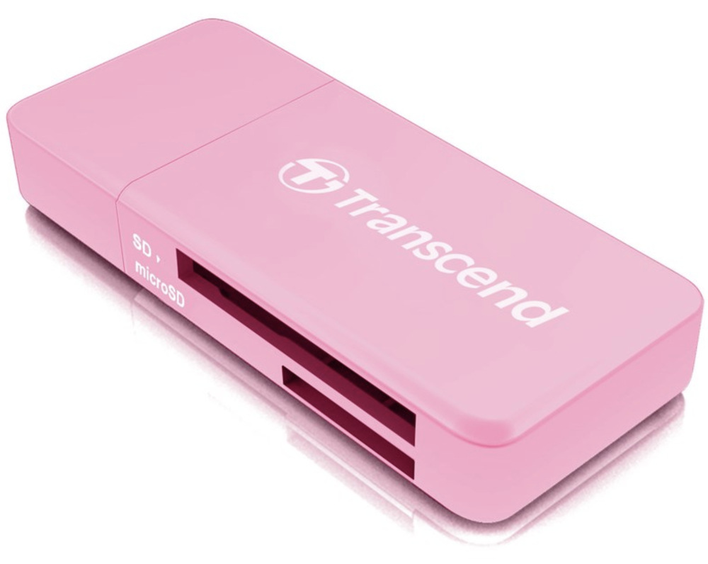 Čtečka paměťových karet Transcend RDF5, USB-A/SDHC, SDXC, microSDHC, microSDXC růžová