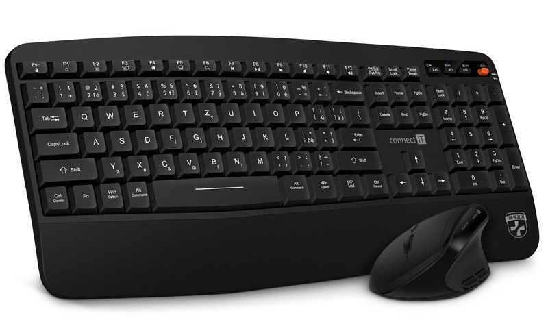 Klávesnice s myší Connect IT FOR HEALTH Wireless Combo, CZ/SK layout černá