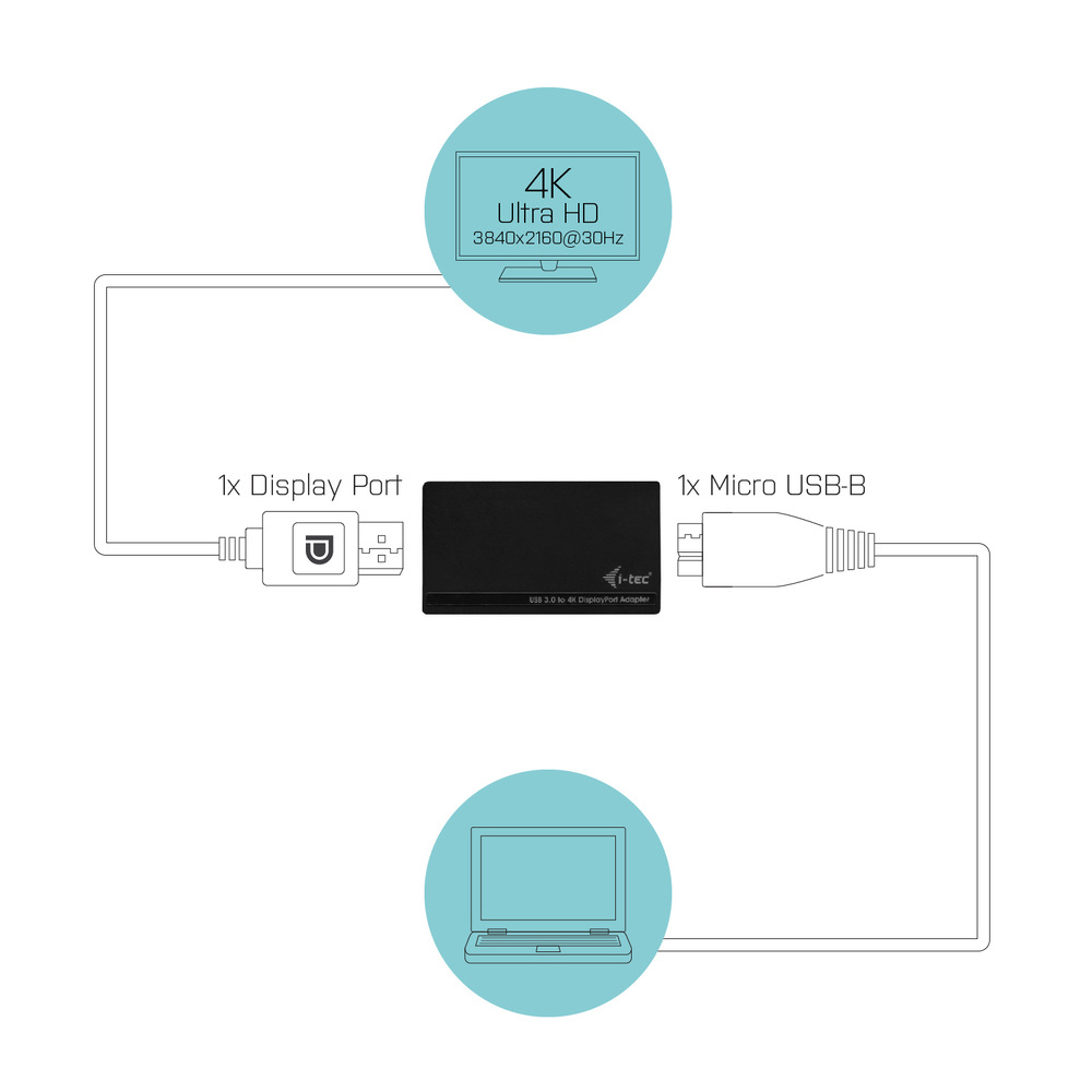 Redukce i-tec USB 3.0/Display Port, 4K černá
