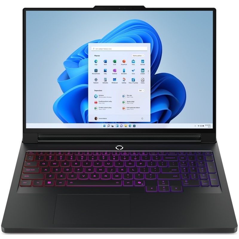 Notebook Lenovo Legion Pro 7 16IAX10H v černé barvě.