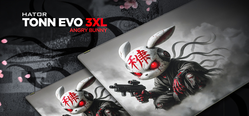 Podložka pod myš HATOR Tonn EVO 3XL Design Edition Angry bunny šedá Podložky HATOR Tonn EVO 3XL s motivem Angry Bunny a označením edice