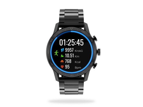 Chytré hodinky ARMODD Silentwatch 4 Pro černá s černým koženým řemínkem + silikonový řemínek