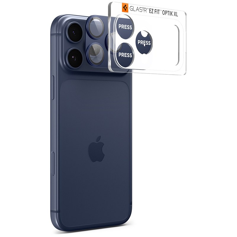 Tvrzené sklo Spigen tR EZ Fit Optik Pro XL na Apple iPhone 17 Pro - modré