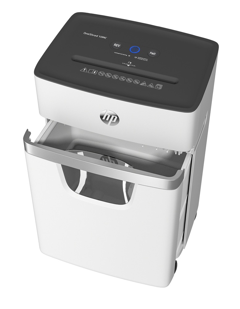 Skartovačka HP OneShred 10MC je vybavena 4 kolečky (z toho 2 mají brzdu), takže je mobilní.