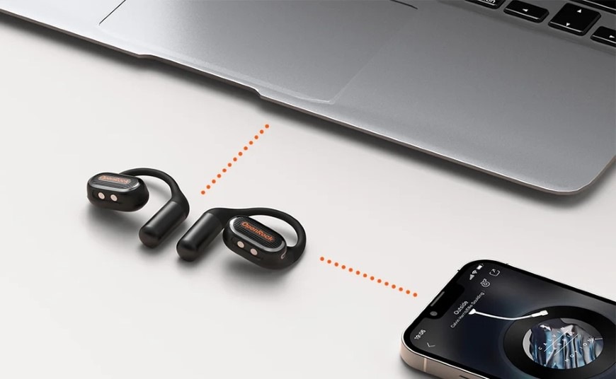 Sluchátka OneOdio OpenRock Link 20 – Sportovní otevřená bezdrátová, odpojitelný mikrofon, Bluetooth černá Notebook, smartphone a sluchátka OpenRock Link 20 s moderním Bluetooth duálním připojením
