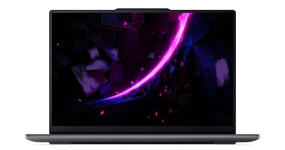 Notebook Lenovo Yoga Pro 9 16IPH11 šedý Otevřený a zapnutý notebook Notebook Lenovo Yoga Pro 9 16IPH11 zepředu