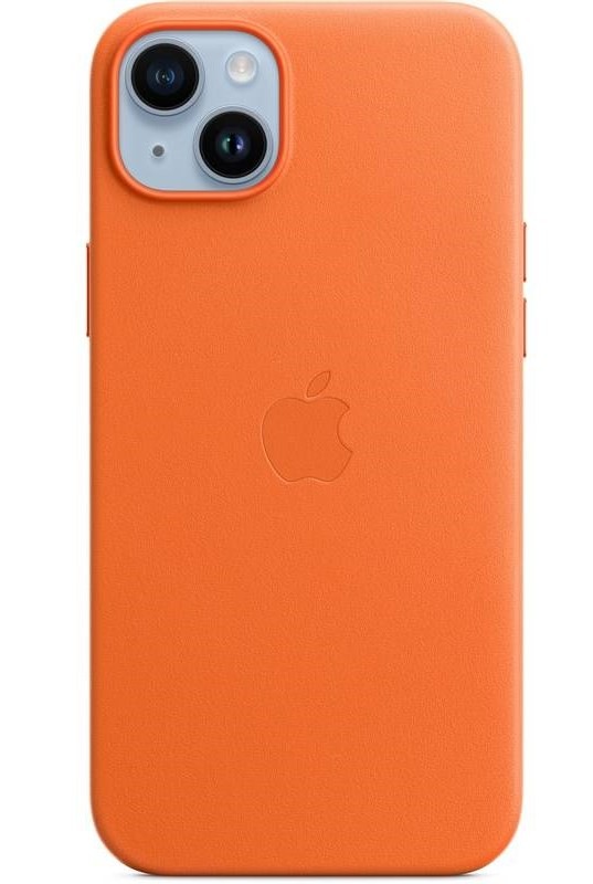 Kryt na mobil Apple Leather Case s MagSafe pro iPhone 14 Plus - oranžový