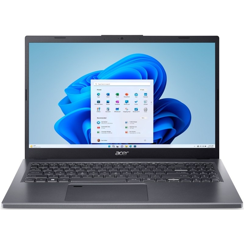 Notebook Acer Aspire 15 v šedé barvě.
