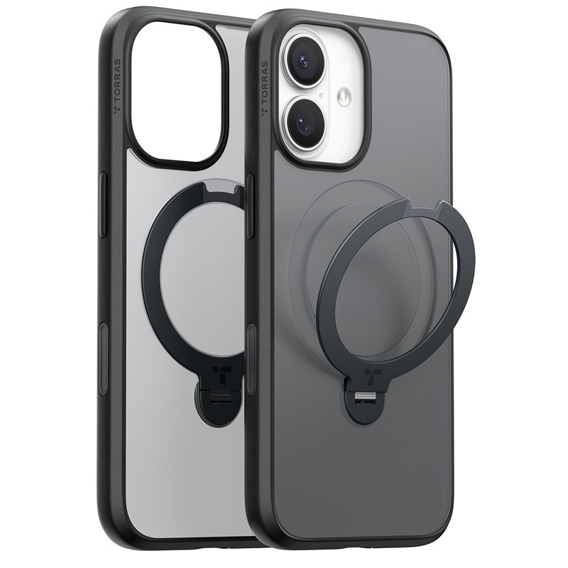 Kryt na mobil Torras Ostand Q3 Spin na Apple iPhone 17, v černém provedení