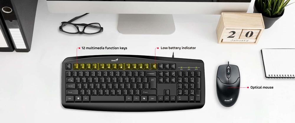 Klávesnice s myší Genius Smart KM-200, copilot, USB, CZ+SK layout černá Genius Smart KM-200 (31330003419)