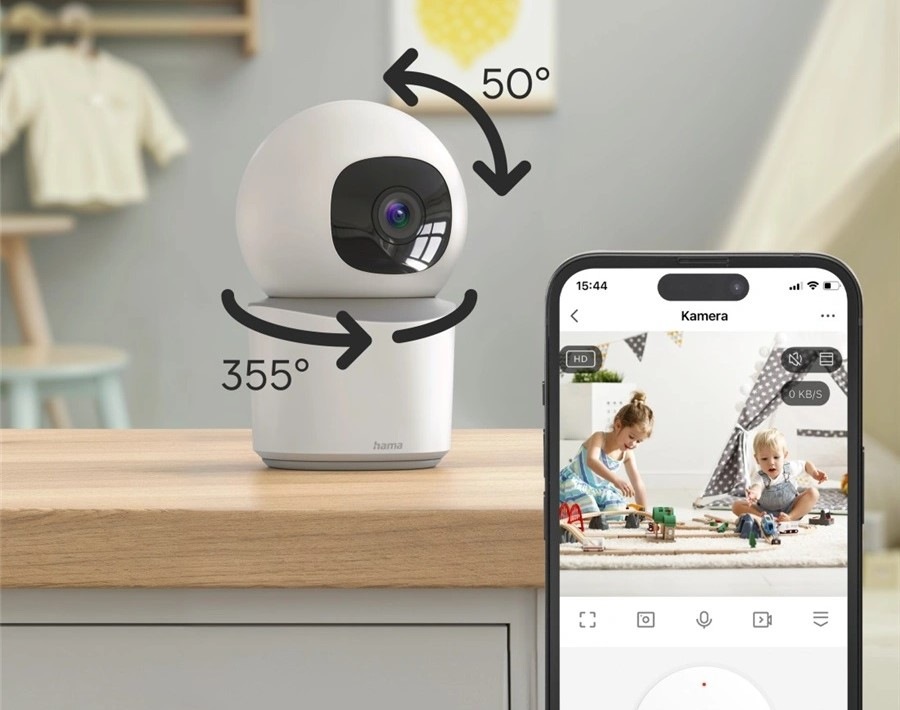 IP kamera Hama Smart Wi-Fi, Full HD, otáčení/naklápění bílá IP kamera Hama Smart Wi-Fi, Full HD, otáčení/naklápění bílá