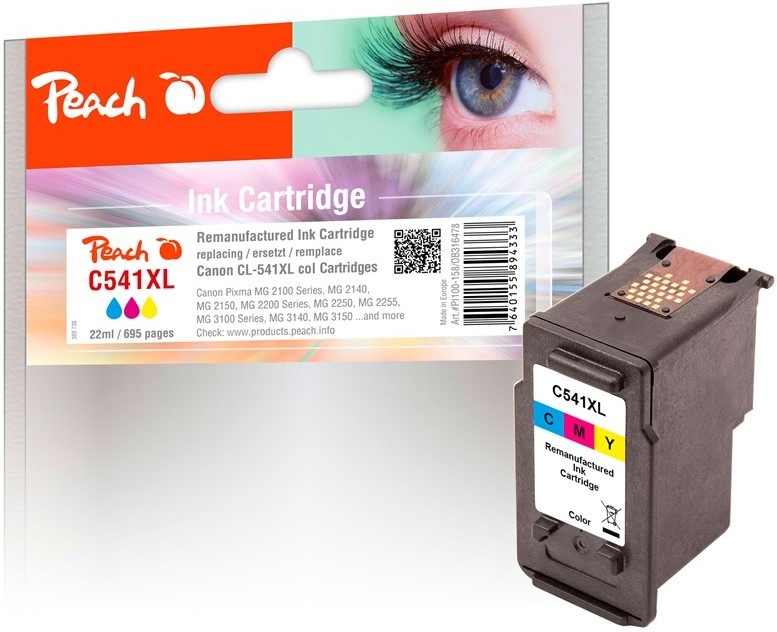 Inkoustová náplň Peach Canon CL-541XL s výtěžností 695 stran
