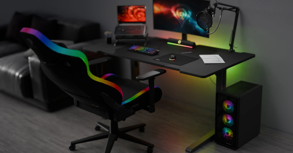 Herní židle Genesis TRIT 660 RGB šedá Herní koutek s židlí Genesis TRIT 660 RGB barevně podsvícen