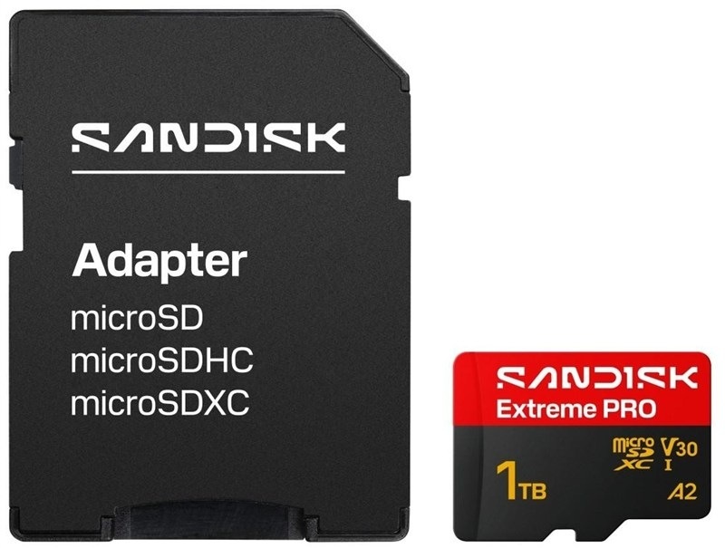 Paměťová karta SANDISK Micro SDXC Extreme Pro 1TB UHS-I U3 (250R/170W) + SD apaptér Paměťová karta microSD SANDISK Extreme PRO 1TB s adaptérem
