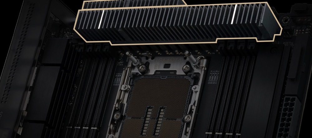 Základní deska Asus Pro WS W790-ACE černá Chladiče VRM efektivně odvádí teplo z MOSFETů a napájecích cívek
