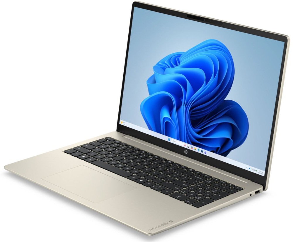 Notebook HP Omnibook 3 16-bu0606ncx + Game Pass předplatné na 2 měsíce zlatý Notebook HP OmniBook 3 v provedení z bočního pohledu