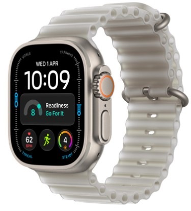 Chytré hodinky Apple Watch Ultra 4 GPS + Cellular 49 mm přírodní titan, průsvitně šedý oceánský řemínek