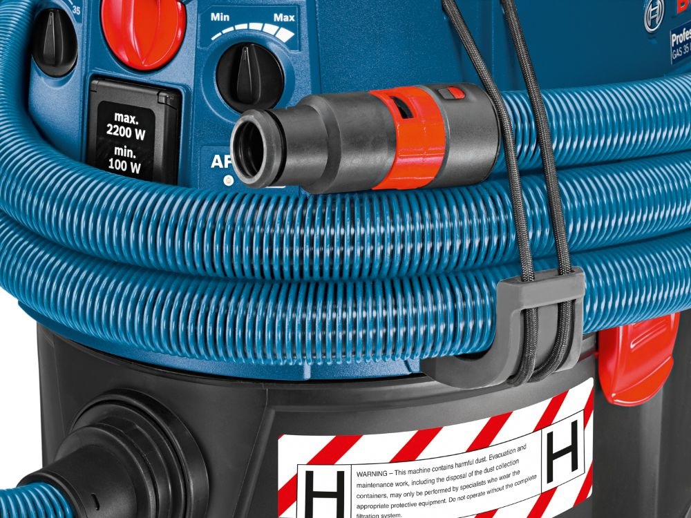 Průmyslový vysavač Bosch Professional GAS 35 H AFC obsahuje zásobník s objemem 35 litrů