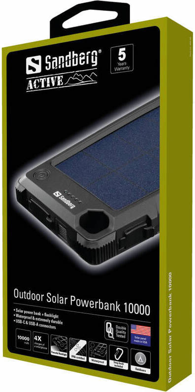Powerbanka Sandberg Outdoor Solar 10 000mAh černá Powerbanka Sandberg Outdoor Solar 10 000mAh černá