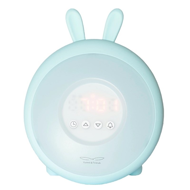 Dětská LED lampička Rabbit & Friends zajíček s budíkem modrá