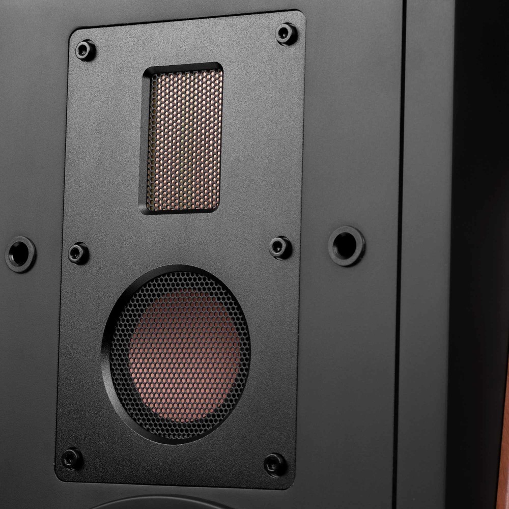 Reproduktory Swan M300MKII (2 ks) hnědé Detail páskového výškového a středotónového měniče reproduktoru Swan M300MKII