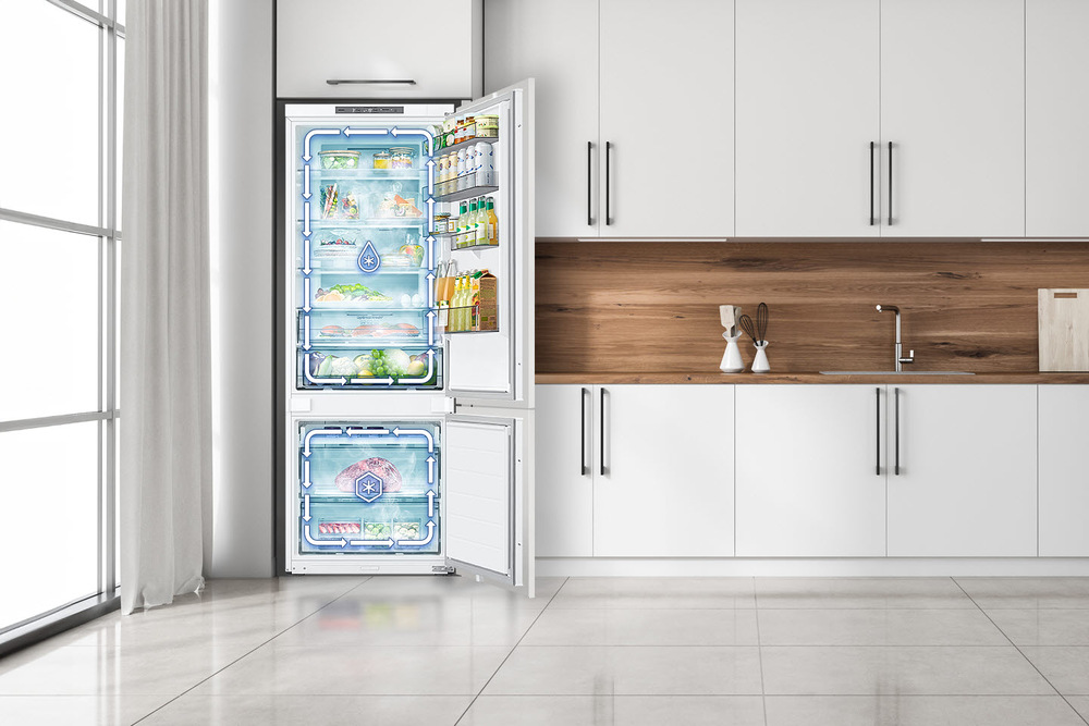 Lednice se zakreslením dvou samostatných okruhů chlazení Twin Cooling