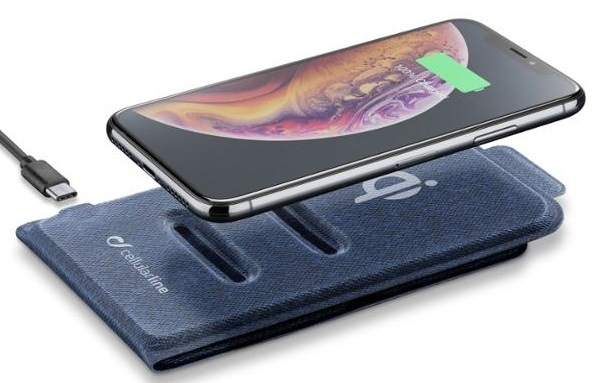 Bezdrátová nabíječka CellularLine Wireless Passport, skládací, 10W modrá