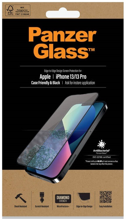 Tvrzené sklo PanzerGlass Edge-to-Edge na Apple iPhone 13/13 Pro průhledné Tvrzené sklo PanzerGlass Edge-to-Edge na Apple iPhone 13/13 Pro průhledné
